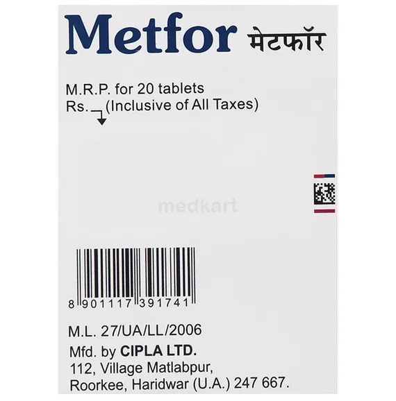 metfor 500mg tablet 20's